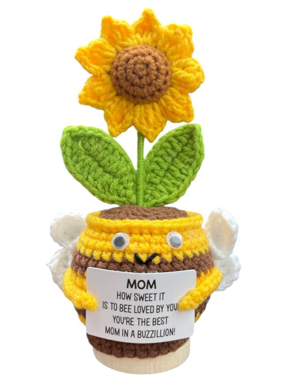 Hand Crafted Sunflower Bee Mini Potted Plant - Summer Garden Decor NWT Gift